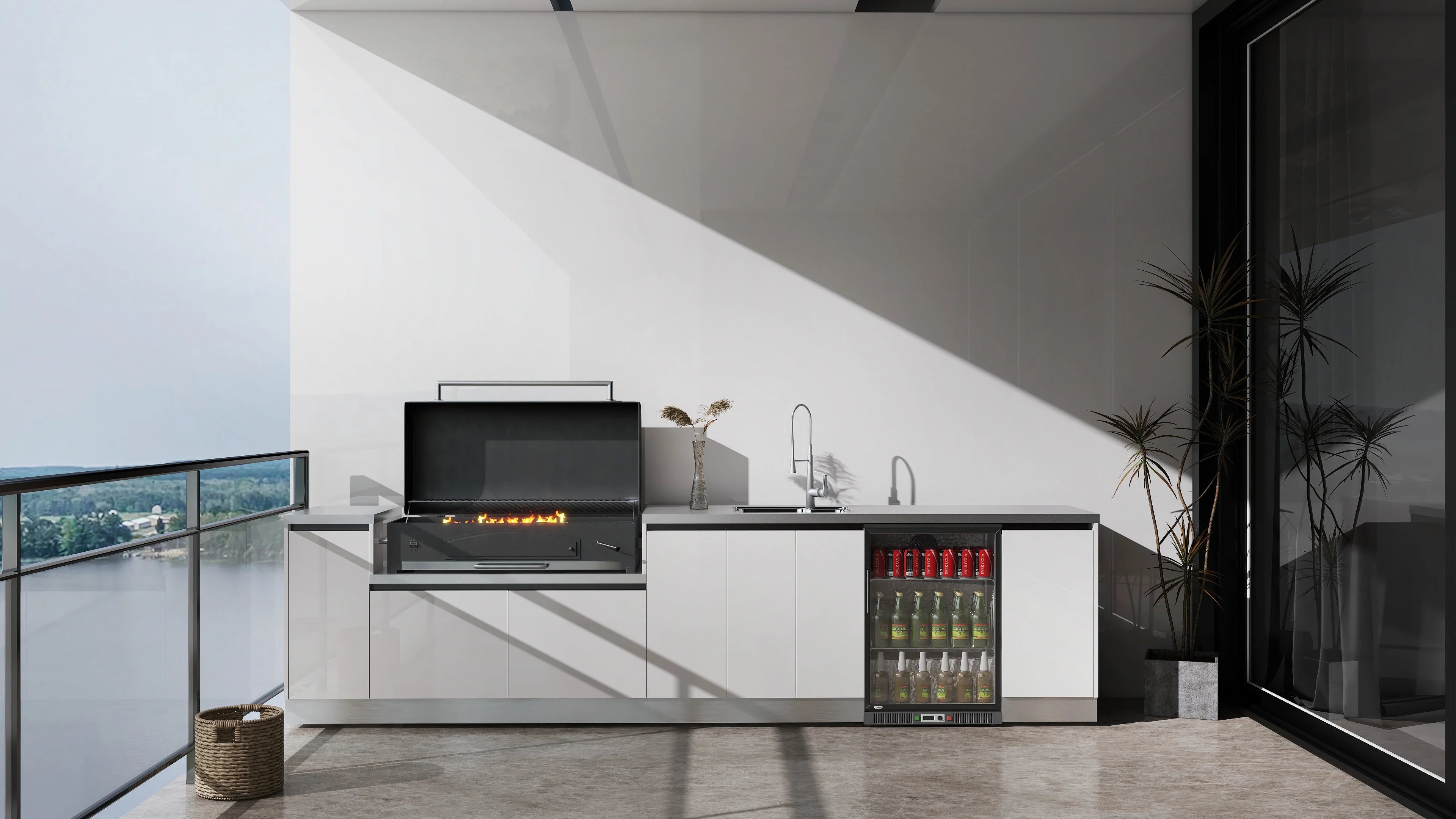 Kitchen Full Set Modern Smart Outdoor Stainless Steel  with Built-in Refrigerator and BBQ Grill for Home and Garden