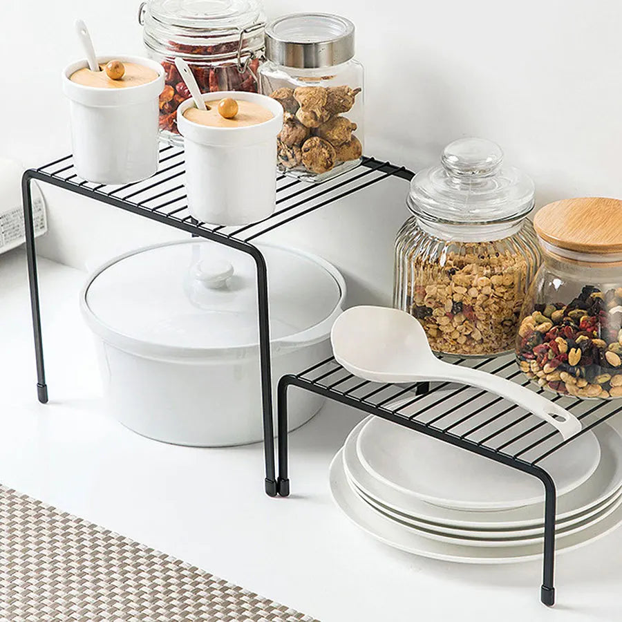 Kitchen Storage Rack, Wrought Iron Seasoning Rack, Countertop Sink, Floor-Standing Bowl and Plate Storage Rack