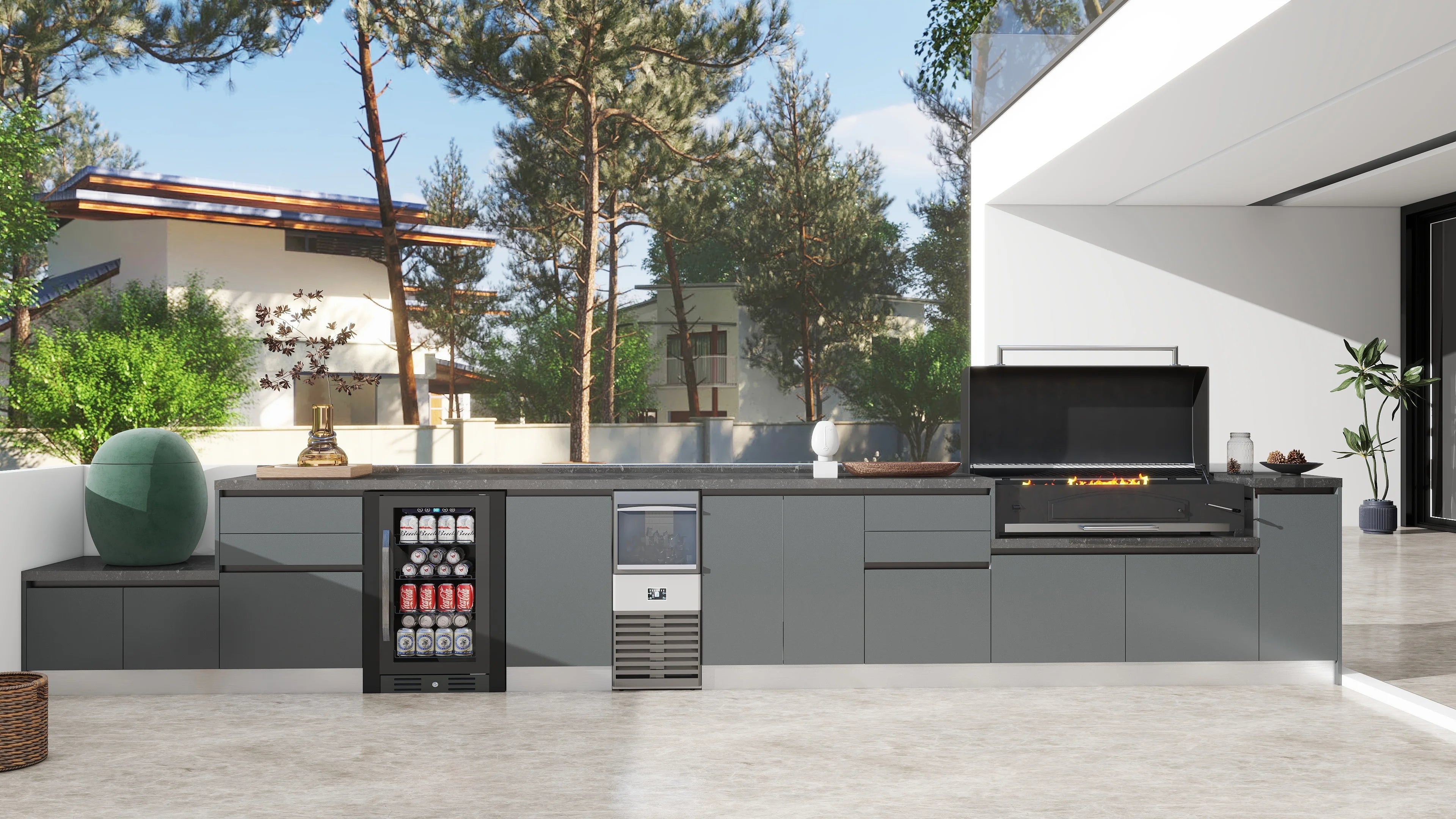 Kitchen Full Set Modern Smart Outdoor Stainless Steel  with Built-in Refrigerator and BBQ Grill for Home and Garden